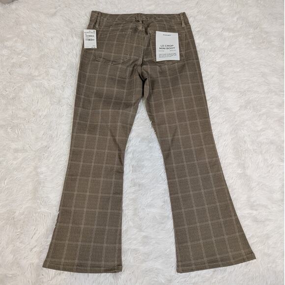 Frame Le Crop Mini Boot Cut Mid-Rise Jeans Skyblue Plaid and Khaki Size 29 - Picture 8 of 11